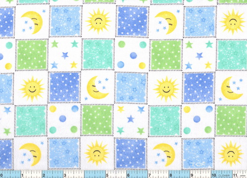 Sun Moon Stars Blocks Flannel